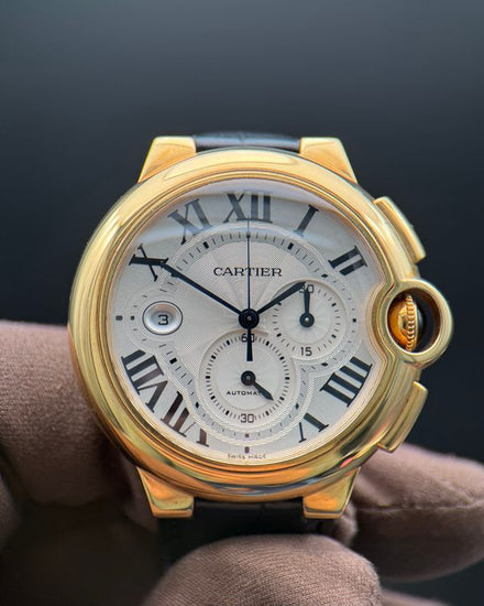 2011 Cartier Ballon Bleu 44MM Silver Dial Leather Strap (W6920009)