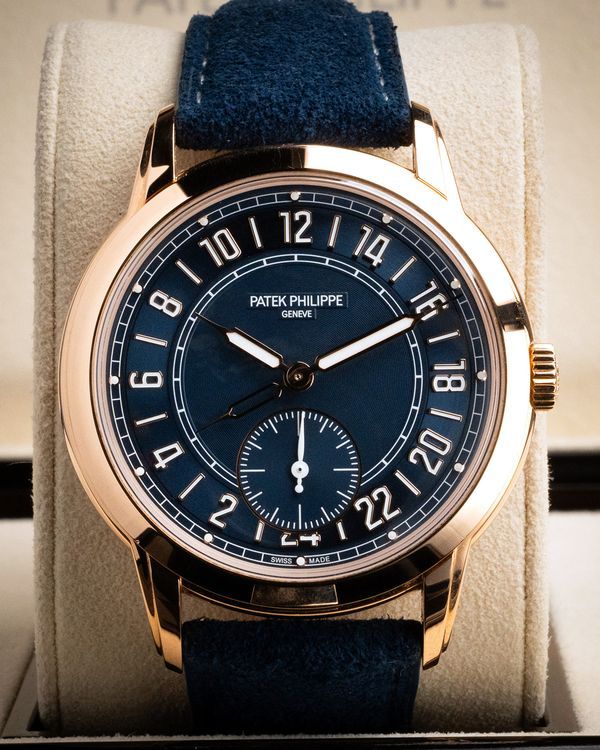 2025 Patek Philippe Calatrava Travel Time 42MM Blue Dial Aftermarket Leather Strap (5224R-001)