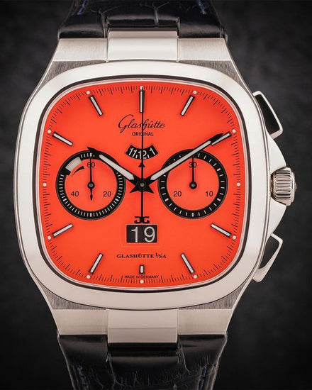 2024 Glashütte Original Seventies Panorama "Watermelon" 40MM Black Dial Leather Strap (1-37-01-17-02-63)