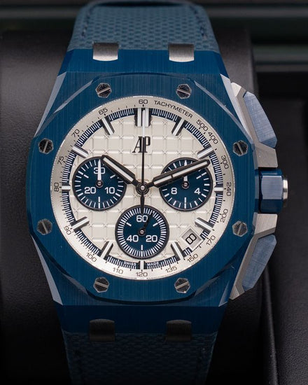 Audemars Piguet Royal Oak Offshore "Bleu Nuit" 43MM Silver Dial Rubber Strap (26420CD.OO.A029VE.01)