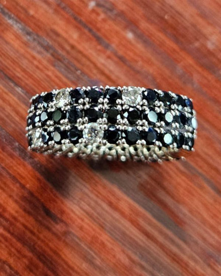 2023 Roberto Coin Ring Flexible Fantasia Ring 8.2MM 18k White Gold Diamonds/Sapphire (Ring)