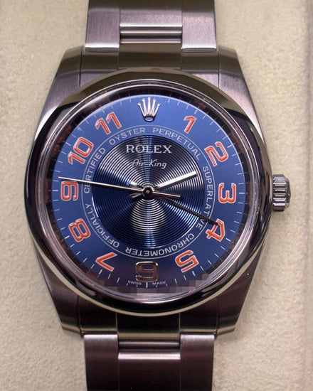 2008 Rolex Air-King 34MM Blue "Concentric" Dial Oyster Bracelet (114200)