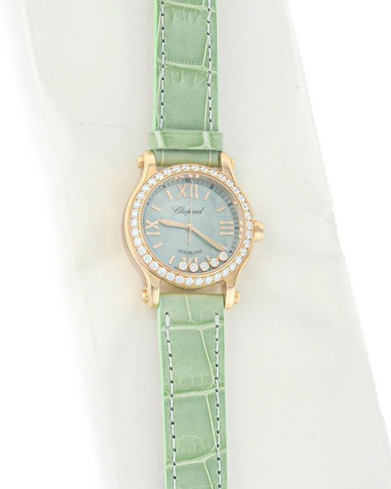 Chopard Happy Sport 30MM Green Dial Leather Strap (274893-5016)