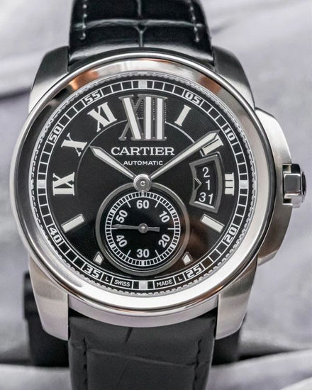 2015 Cartier Calibre de Cartier 42MM Black Dial Leather Strap (W7100041)