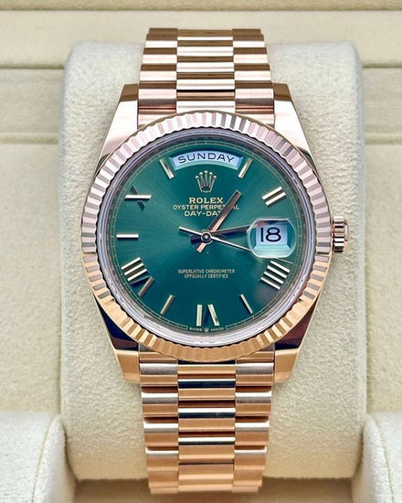2024 Rolex Day-Date 40MM Green Dial Rose Gold President Bracelet (228235)