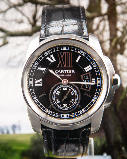 Cartier Calibre de Cartier 42MM Black Dial Leather Strap (W7100014)