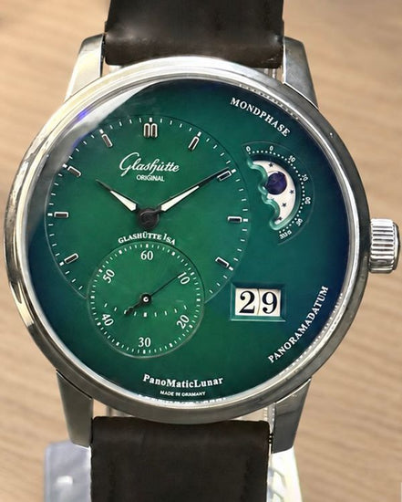 No Reserve - 2021 Glashütte Original PanoMaticLunar XL 40MM Green Dial Leather Strap (1-90-02-13-32-31)