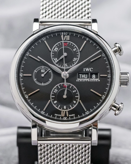2019 IWC Schaffhausen Portofino Chronograph 42MM Black Dial Steel Bracelet (IW391030)