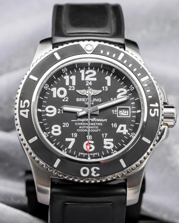 Breitling Superocean II 44MM Black Dial Rubber Strap (A17392)