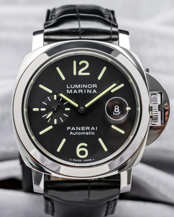 Panerai Luminor Marina 44MM Black Dial Leather Strap (PAM00104)
