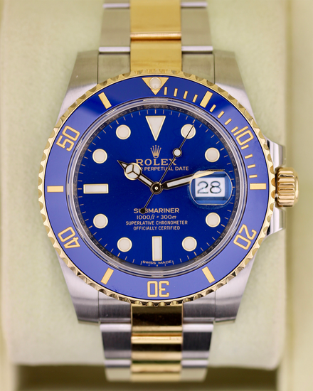 No Reserve - 2017 Rolex Submariner Date "Bluesy" 40MM Blue Dial Two-Tone Oyster Bracelet (116613LB)