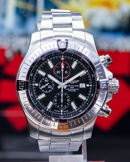 2021 Breitling Super Avenger Chronograph 48MM Black Dial Steel Bracelet (A13375)