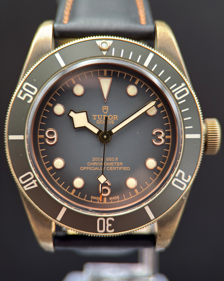 No Reserve - Tudor Black Bay Bronze 43MM Grey Dial Aftermarket Leather Strap (79250BA)