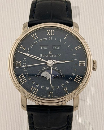 2019 Blancpain Villeret Quiantiéme Complet 40MM Blue Dial Leather Strap (6654-1529-55B)