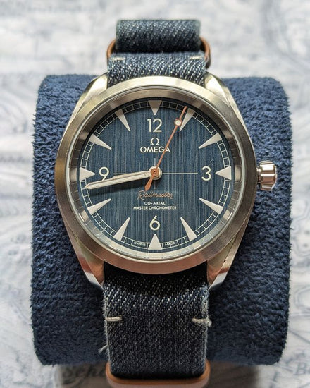 2022 Omega Seamaster Railmaster 40MM Blue "Jeans" Dial Textile Strap (220.12.40.20.03.001)