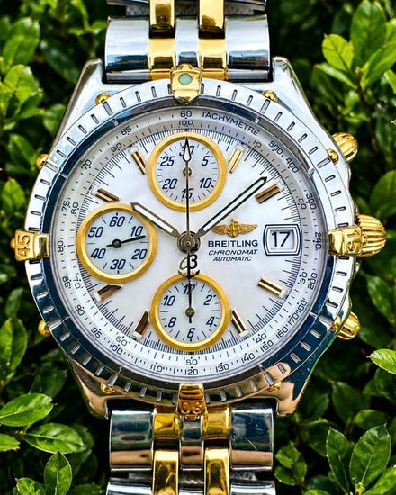 No Reserve - 1998 Breitling Chronomat 39MM Mother of Pearl Dial Two-Tone Bracelet (B13050.1)