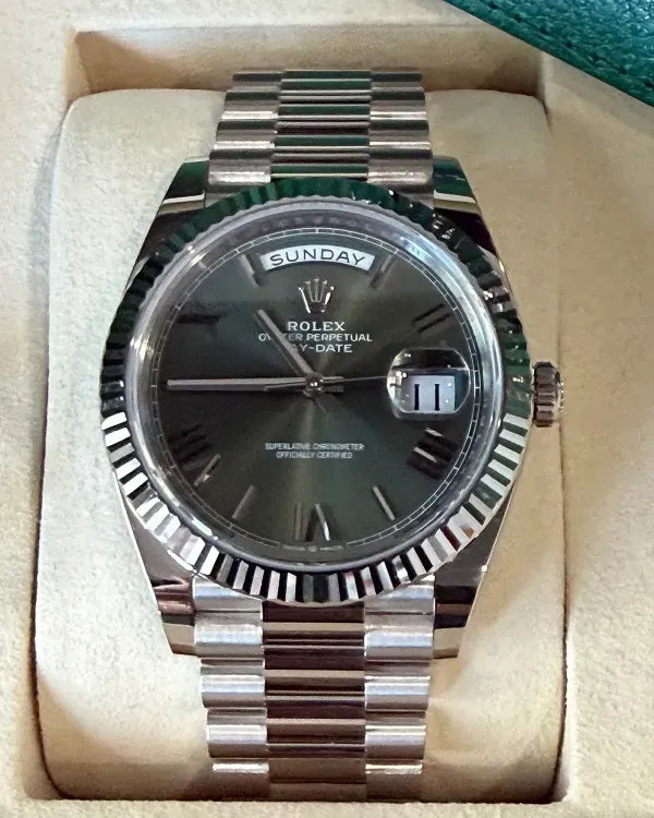2022 Rolex Day-Date 40MM Green Dial White Gold President Bracelet (228239)