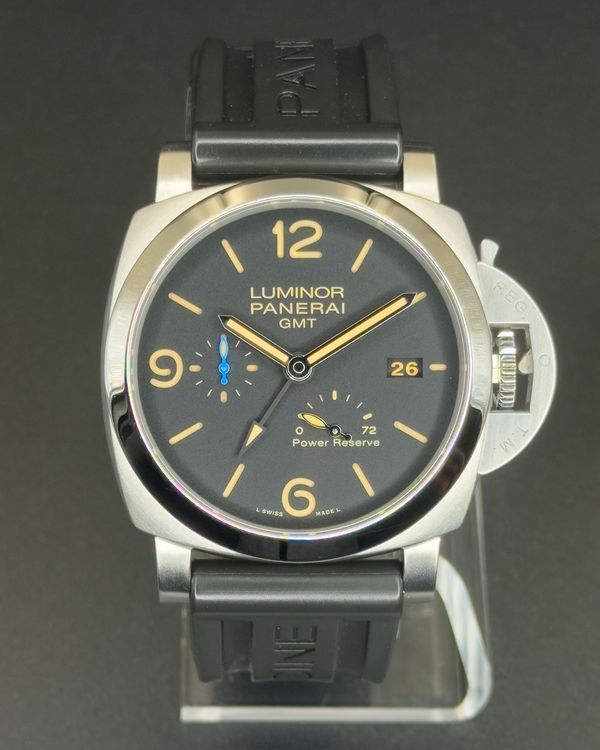 2018 Panerai Luminor 1950 3 Days GMT 44MM Black Dial Rubber Strap (PAM01321)