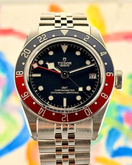 Tudor Black Bay GMT "Pepsi" 41MM Black Dial Aftermarket Steel Bracelet (79830RB)