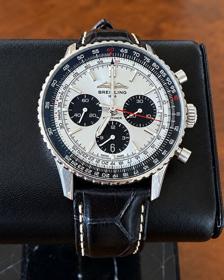Breitling Navitimer B01 Chronograph 43MM Ice Blue Dial Leather Strap (AB0138241C1P1)