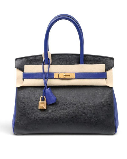 Hermès Birkin 30 Special Order Black & Blue Leather Gold-Tone Hardware (30)