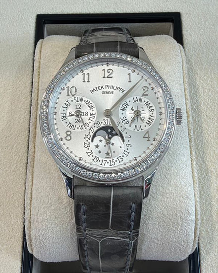 No Reserve - Patek Philippe Calatrava Grand Complications "Ladies First" Perpetual Calendar 35.1MM Silver Dial Leather Strap (7140G-001)