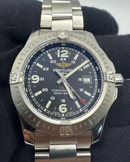 No Reserve - Breitling Colt 44MM Quartz Black Dial Steel Bracelet (A74388)