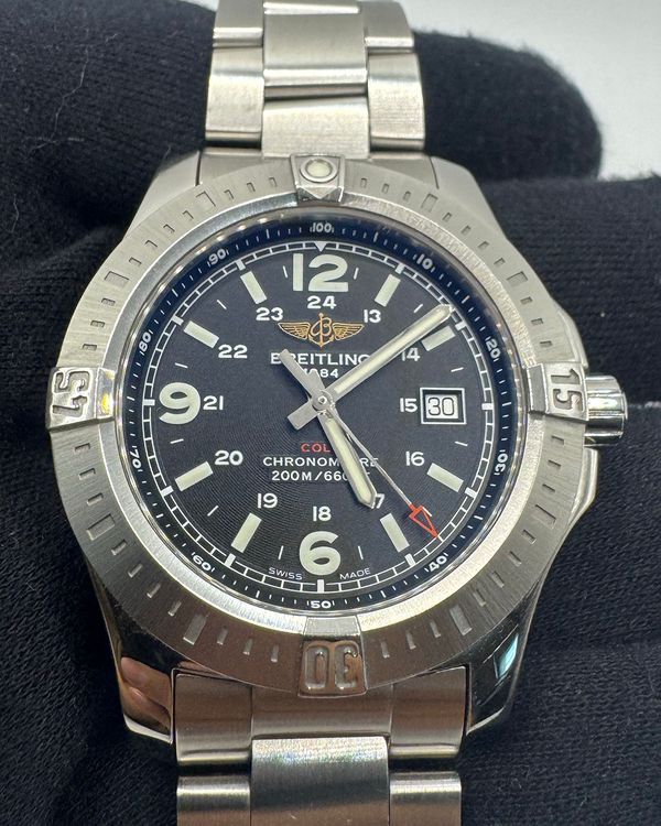 No Reserve - Breitling Colt 44MM Quartz Black Dial Steel Bracelet (A74388)