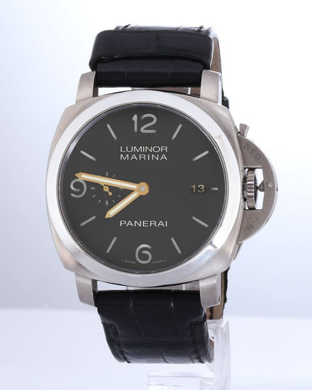 No Reserve - Panerai Luminor Marina 1950 8 Days 44MM Black Dial Leather Strap (PAM00351)