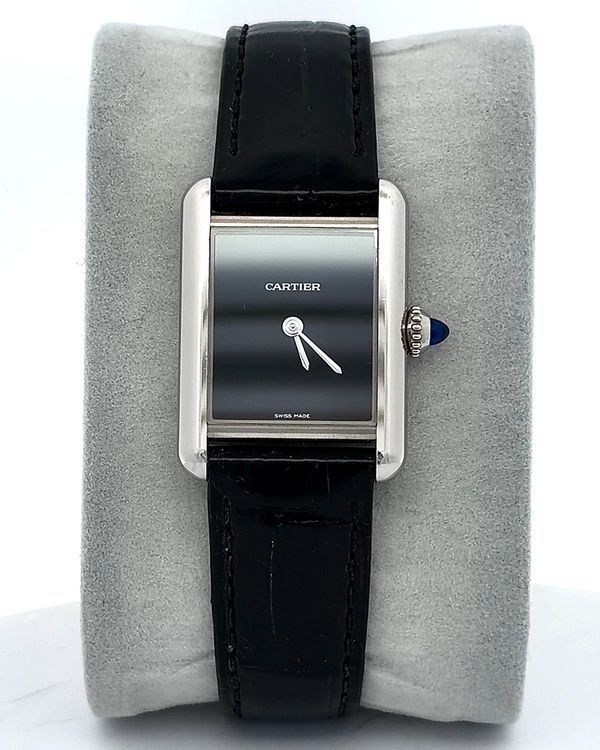 Cartier Tank Must 22MM Quartz Black Dial Leather Strap (WSTA0071)