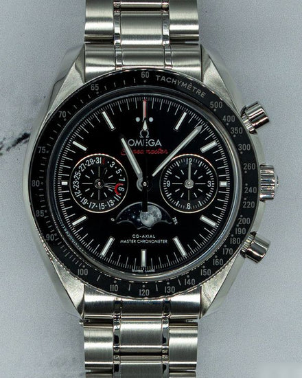 No Reserve - 2023 Omega Speedmaster Moonphase 44.25MM Black Dial Steel Bracelet (304.30.44.52.01.001)