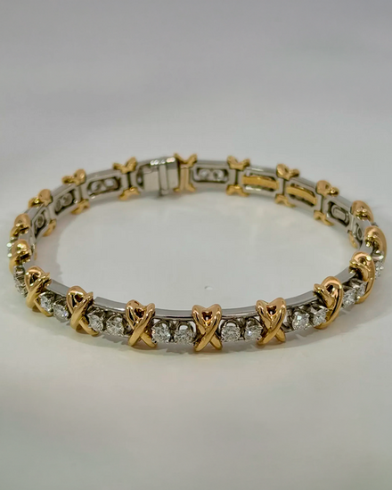 No Reserve - Tiffany Accessories Sixteen Stone by Tiffany 7IN Diamonds/Platinum/Yellow Gold (Bracelet)