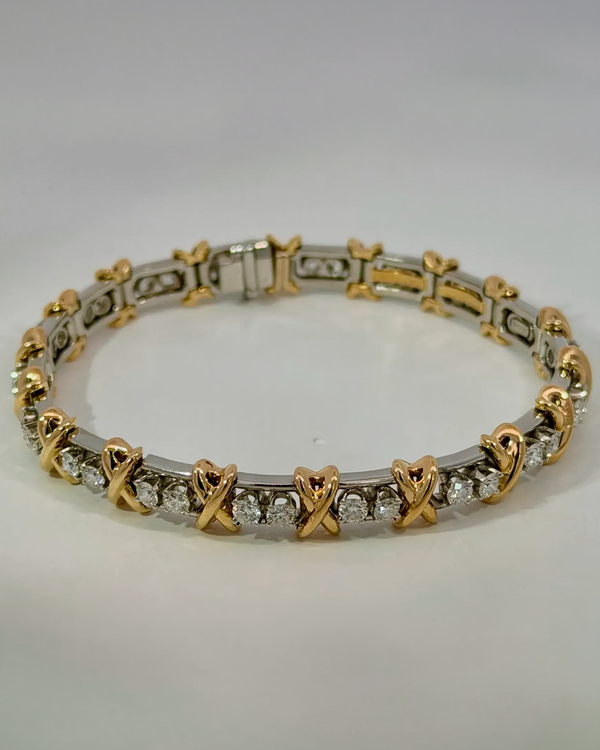 No Reserve - Tiffany Accessories Sixteen Stone by Tiffany 7IN Diamonds/Platinum/Yellow Gold (Bracelet)