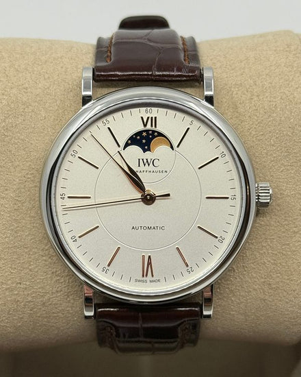 2026 IWC Schaffhausen Portofino Moon Phase 40MM Silver Dial Leather Strap (IW459401)