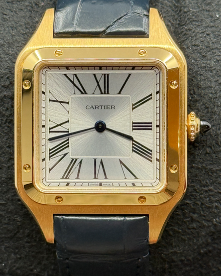 2026 Cartier Santos Dumont Large 43.5 x 31.4MM Silver Dial Leather Strap (WGSA0139)