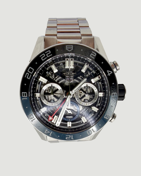 2023 TAG Heuer Carrera Caliber 02 GMT 45MM Skeleton Dial Steel Bracelet (CBG2A1Z.BA0658)