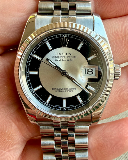 2008 Rolex Datejust 36MM Silver "Tuxedo" Dial Jubilee Bracelet (116234)