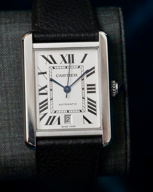 No Reserve - 2021 Cartier Tank Solo XL 31MM Silver Dial Leather Strap (WSTA0029)