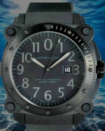 2015 Hamilton Khaki Navy BelowZERO 46MM Black Dial Rubber Strap (H78505330)