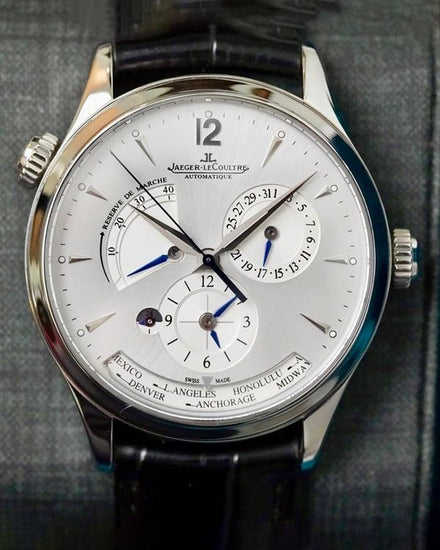 No Reserve - 2017 Jaeger-LeCoultre Master Geographic 39MM Silver Dial Leather Strap (Q1428421)
