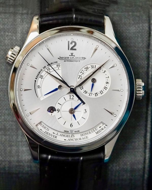 No Reserve - 2017 Jaeger-LeCoultre Master Geographic 39MM Silver Dial Leather Strap (Q1428421)
