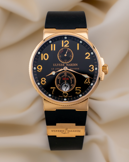 Ulysse Nardin Marine Chronometer Rose Gold 41MM Black Dial Rubber Strap (266-66/62)