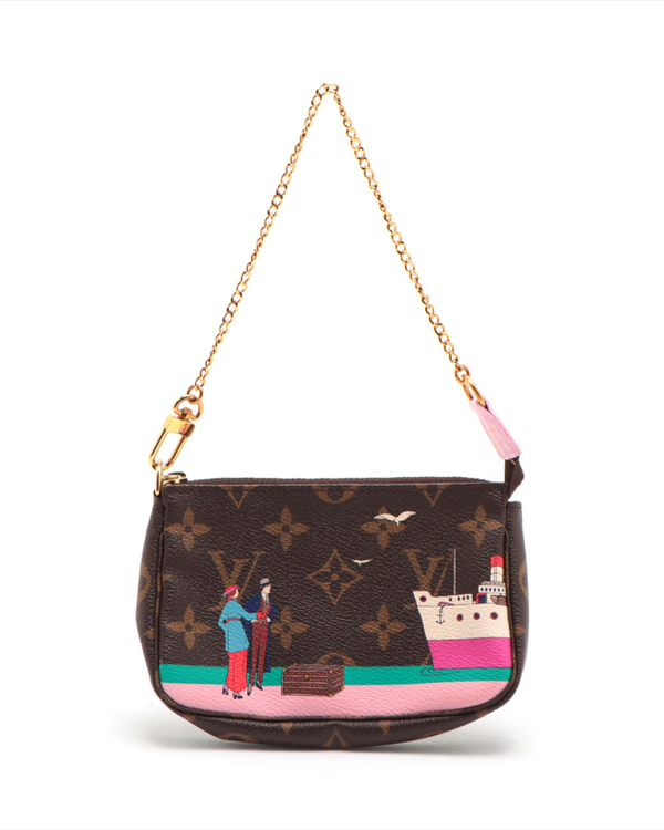 Louis Vuitton Monogram L.E. Mini Pouch Small Canvas Gold Tone Hardware Chain Strap (Bag)