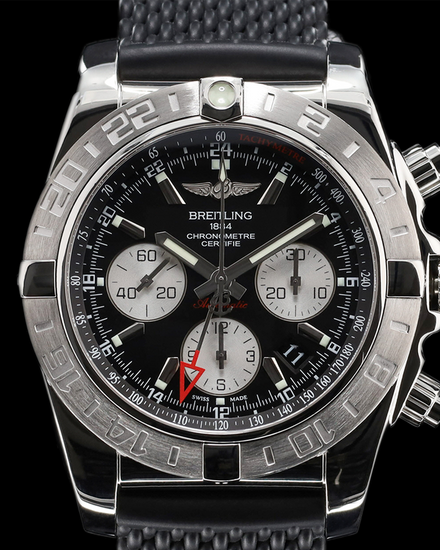 Breitling Chronomat GMT 44MM Black Dial Aftermarket Rubber Strap (AB0420B9)