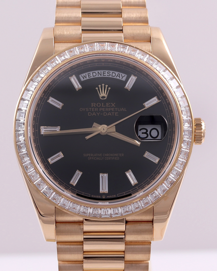 2021 Rolex Day-Date 40MM Black Dial Yellow Gold President Bracelet (228398TBR)