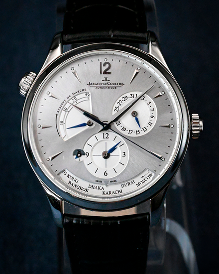 No Reserve - 2019 Jaeger-LeCoultre Master Geographic 39MM Silver Dial Leather Strap (Q1428421)