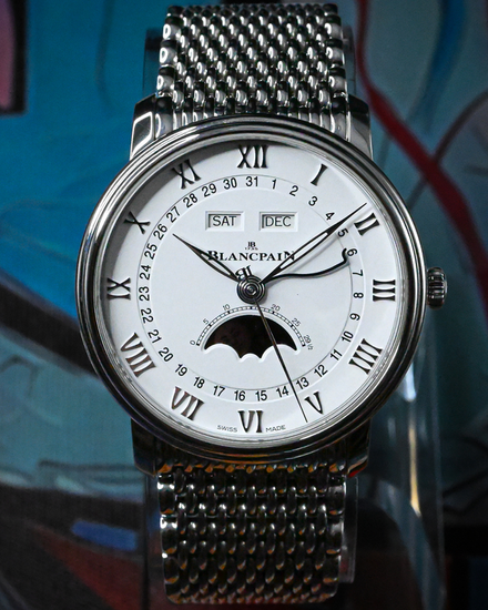 No Reserve - 2018 Blancpain Villeret Quantième Complet 40MM White Dial Steel Bracelet (6654A-1127-MMB)