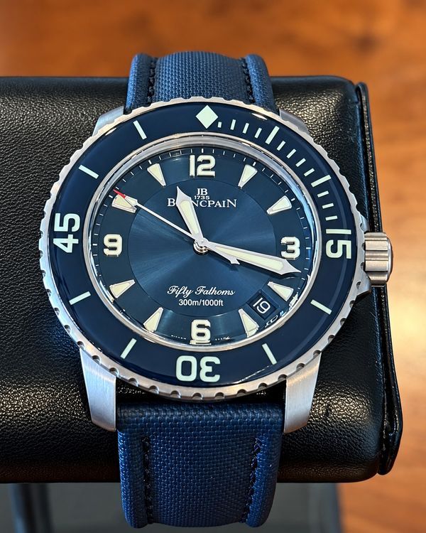 2018 Blancpain Fifty Fathoms 45MM Blue Dial Textile Strap (5015-12B40-052A)