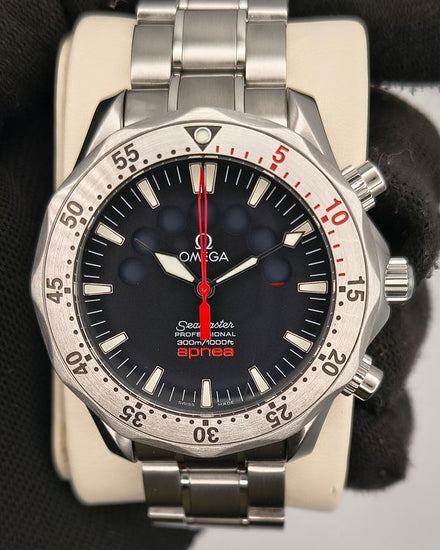 Omega Seamaster "Apnea Jacques Mayol" 41.5MM Black Dial Steel Bracelet (2595.50.00)