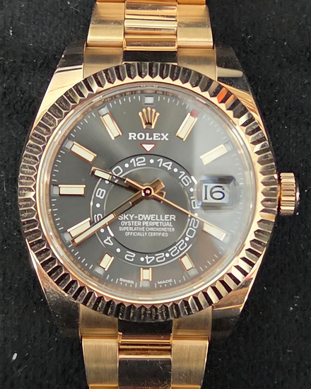 2019 Rolex Sky-Dweller 42MM Slate Dial Rose Gold Oyster Bracelet (326935)